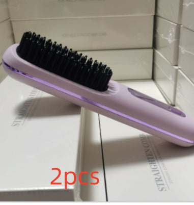 USB Rechargeable 2-in-1 Hair Straightening & Curling Brush