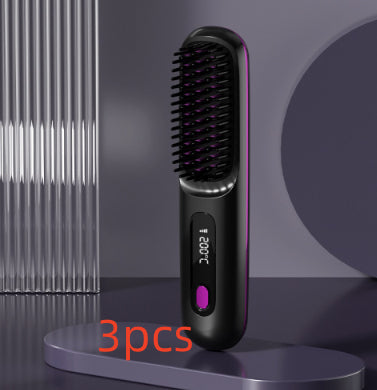 USB Rechargeable 2-in-1 Hair Straightening & Curling Brush