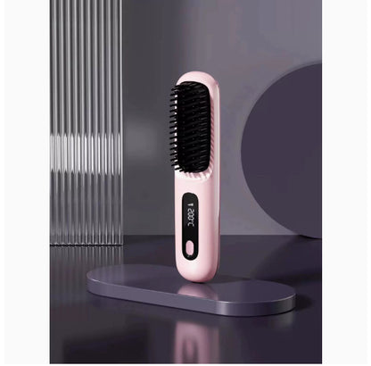USB Rechargeable 2-in-1 Hair Straightening & Curling Brush