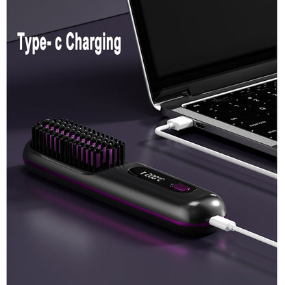 USB Rechargeable 2-in-1 Hair Straightening & Curling Brush