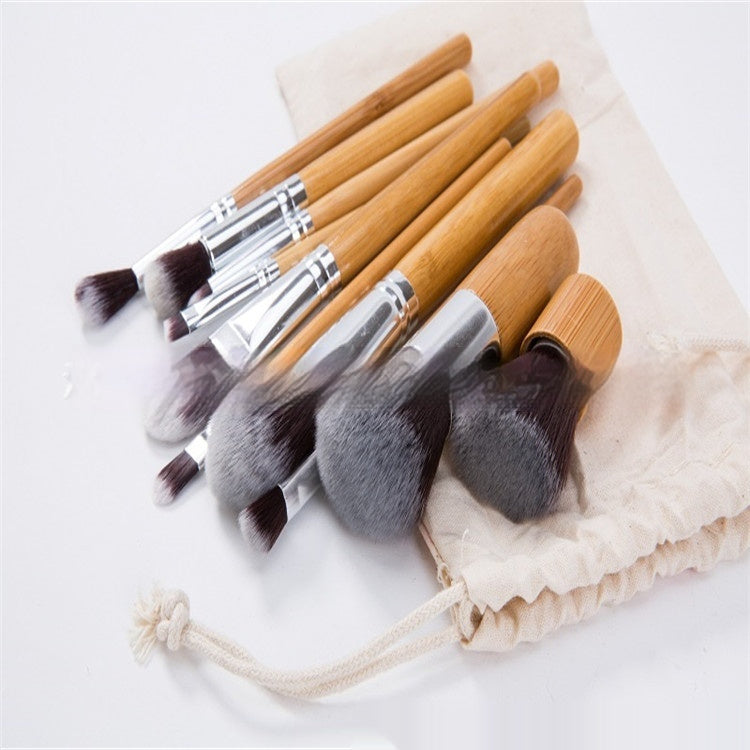 11 Bamboo Handles Makeup Brush Set With Sack Beauty Tools Makeup Brush