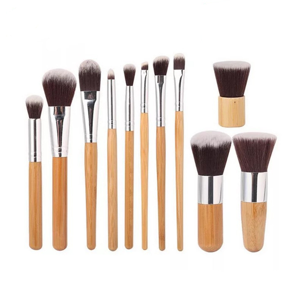 11 Bamboo Handles Makeup Brush Set With Sack Beauty Tools Makeup Brush