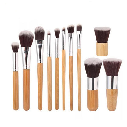 11 Bamboo Handles Makeup Brush Set With Sack Beauty Tools Makeup Brush