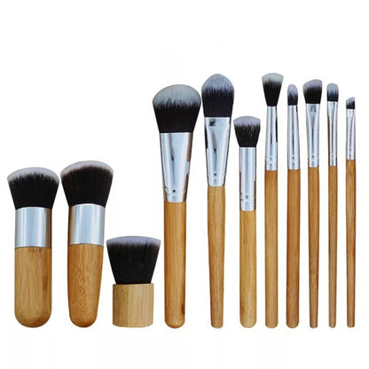 11 Bamboo Handles Makeup Brush Set With Sack Beauty Tools Makeup Brush
