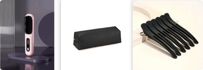 USB Rechargeable 2-in-1 Hair Straightening & Curling Brush